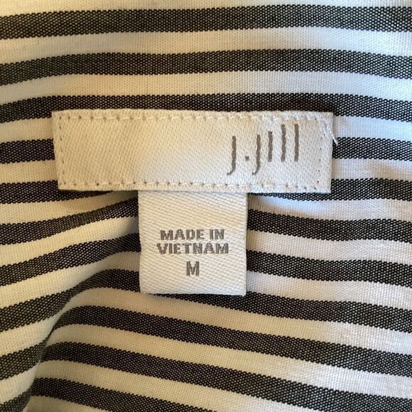 J Jill Black & White Striped Button Down Long Sleeve Shirt Size Medium - Picture 6 of 12